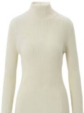 Cream white mock neck ribbed knit sweater women small EUC